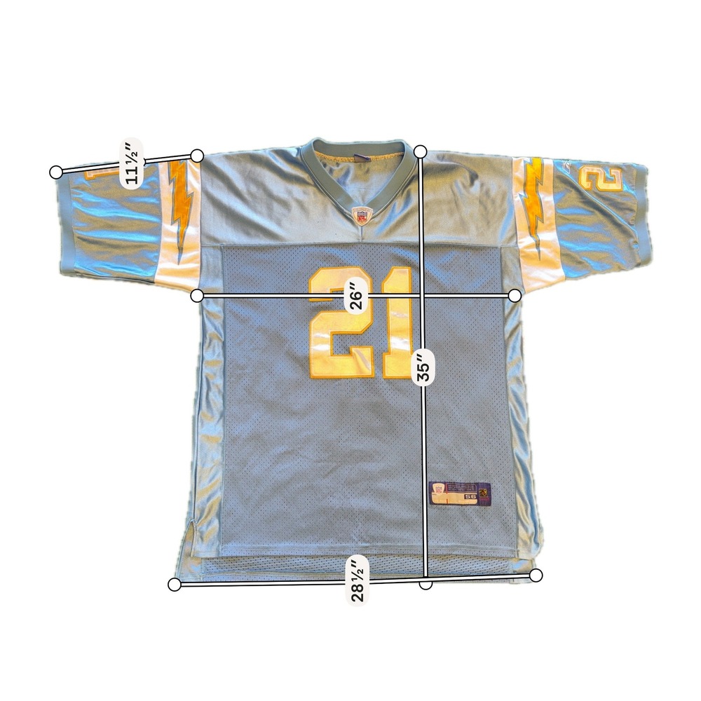Reebok NFL Jersey Mens‎ 56 Blue Good Tomlinson 21 Chargers Powder Blue On Field - Picture 2 of 11